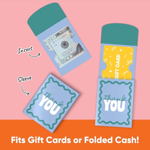 Big Dot of Happiness Blue and Teal Wavy Thank You Gift Card Holders with Envelopes, Cash Money Holders and Gift Card Sleeves, Retro Stationery Nifty Gifty Pack - Set of 8 - color: Blue and Teal