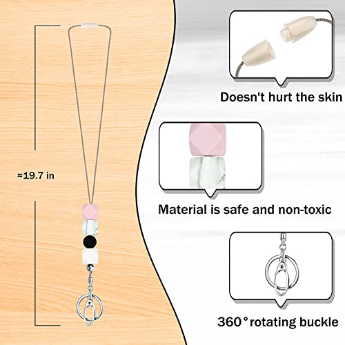 4PCS Teacher Lanyards for ID Badges and Keys, Cute Silicone Beaded Lanyard - color: 4pcs Cute Lanyard-002