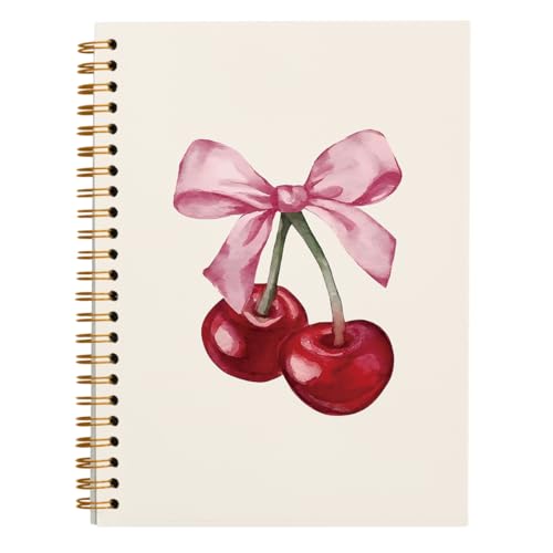 hold fizz Coquette Cute Pink Bow Cherry Notebook Journal 5.5x8.3 inch - color: Pink