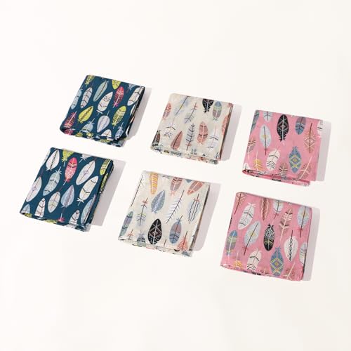 GREATEE Handkerchief for Women Cotton Floral Printed Ladies Cotton Hankies - color: Leaf-6pcs