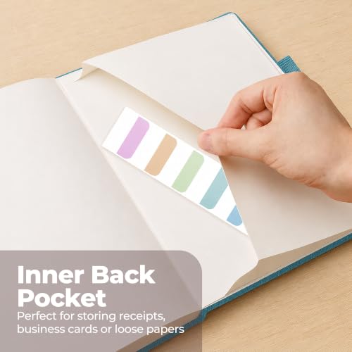 A5 Leather Notebook Journal Light Blue Lined Thick 300 Pages 5.8x8.3" - color: Light Blue, size: A5 300 Pages