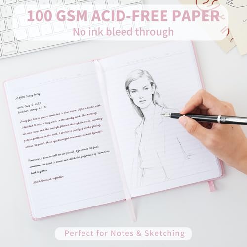 Heture Hardcover Notebooks, A5 Lined Journals Notebook for Writing 160 Pages, 8.2 x 5.5 inch, Classic Ruled Notebooks for College/Work/Travel (Pink, 1 Pack) - color: Pink, size: 1 Pack