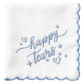 Happy Tears Handkerchief, White Embroidered Wedding Party Accessory Bridesmaid Gift Something Blue - style: Happy Tears Handkerchief