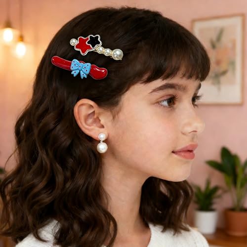 15 piece set of girls' and ladies' hair clips, sweet and fashionable hair clip set, pearl acrylic resin hair accessories, suitable as gifts for girls and ladies (Burgundy) - color: Burgundy