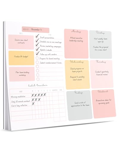 Lamare Weekly Planner Notepad – Premium Undated Weekly To Do List Notepad - color: Color