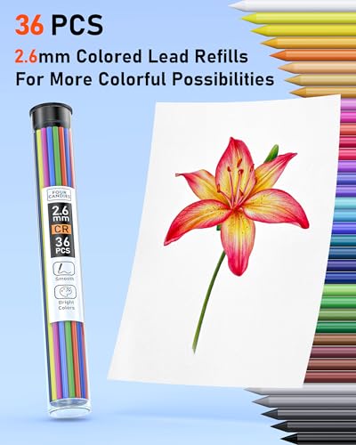 Four Candies 2.6MM Color Lead, 36 Color Pencils Refills 72 PCS - color: Multicolor Refills