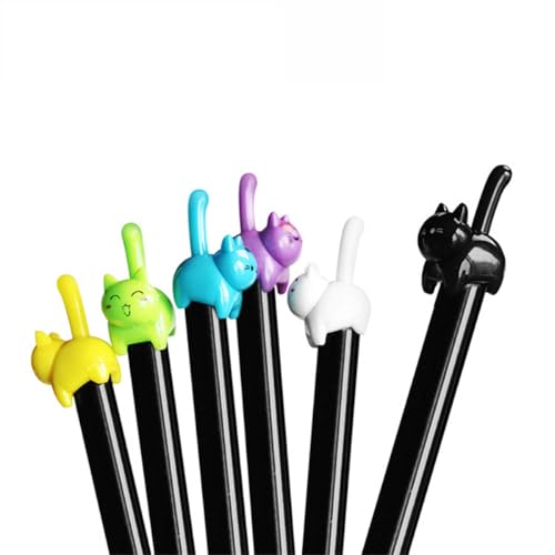 22pcs/set Creative Animal Cat Shaped Retractable Gel Pen Set, 0.5mm Black Quick Drying Filling Pen Refills Signature Pen, Suitable for Office Writing (2 Random Pens+20Refills)