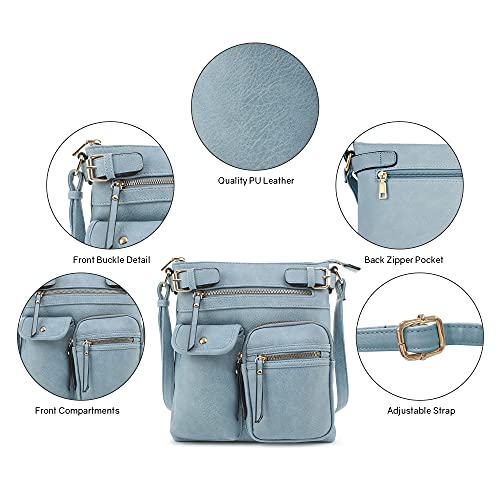 SG SUGU Katie Lightweight Medium Crossbody Bag Shoulder Bag with Multi Pocket for Women - color: Blue