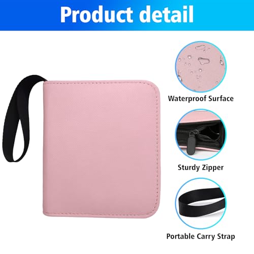 Mini Trading Card Binder for 80+ Cards - Lightweight Portable Top Loading Album with Secure Pockets for TCG, MTG, Baseball, Football, Sports & Game Cards (Pink) - color: Pink