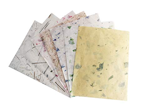 60 Sheets Handmade Mulberry Paper Natural Fiber Decorative Craft Paper Assorted Colors & Textures for Scrapbooking, Collage, Card Making, Bookbinding