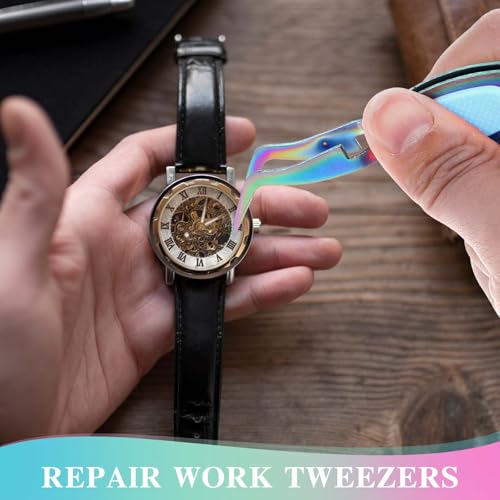 Ymapinc 2PCS Reverse Tweezers for Crafting, Curved & Straight Tips - color: Rainbow 2