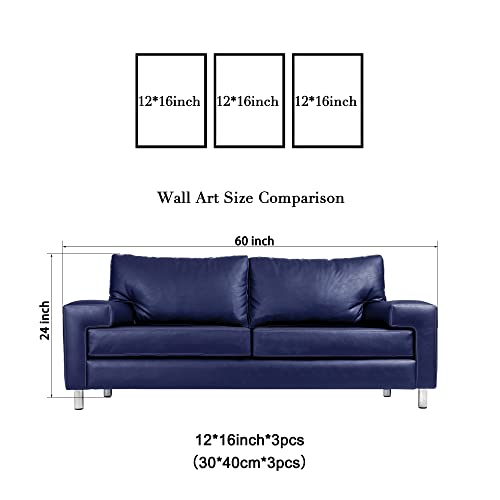 Wieco Art 3 Panels Abstract Canvas Wall Art for Home Decorations Wall Decor - size: 12x16inchx3pcs