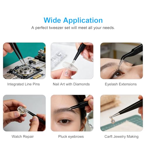 3PCS Precision Tweezers Set, Upgraded ESD high-end anti-static for Craft