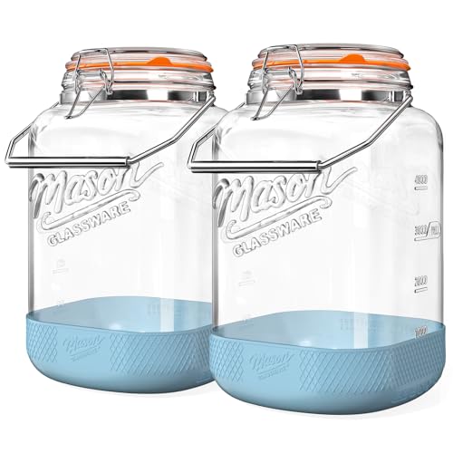 1.5 Gallon Large Glass Jar with Airtight Hinged Lid, Square, 192 Oz - size: 1.5 Gallon / Square Glass Jar