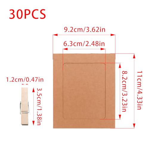 30Pcs 3x4Inch 3colors Paper Photo Frames with String & Clips - color: 3 colors, size: 3x4inch