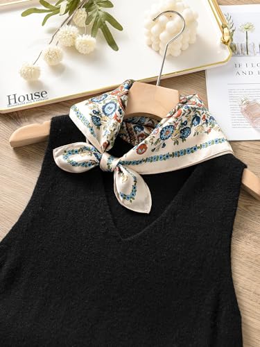 100% Mulberry Silk Scarf - 21" Square Lightweight Neckerchief, Gift Packed - color: White-4