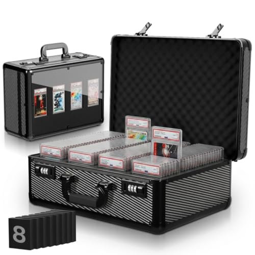 VALUN Carbon Fiber 160+ Graded Card Storage Box; Durable Sports, PSA Card Storage Box - Organizer Slab for Your Collection - For Baseball, Football, TCG, MTG Cards - Slab Case - color: Carbon Fiber Display, size: 4 Row