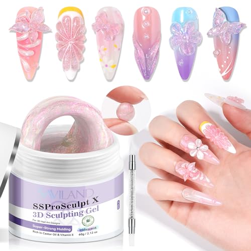 SAVILAND Pink 3D Molding Nail Sculpting Gel: 2.12 oz Solid Iridescent 3D Nail Gel for Professional Salon Use - color: Pink