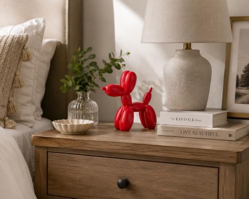 4 Inch Matte Red Balloon Dog Sculpture - color: Red