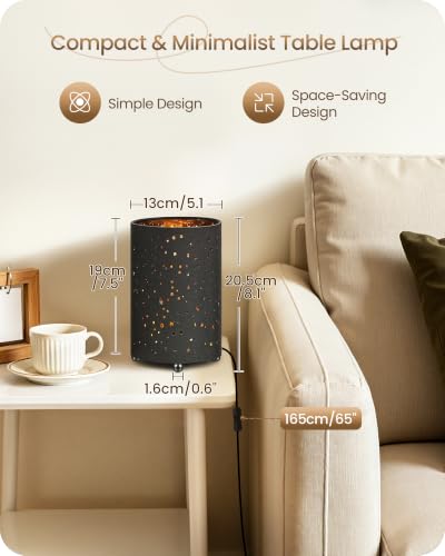 Black Table Lamps Set of 2, 8.1" Small Bedside Lamps Set of 2 - color: Black