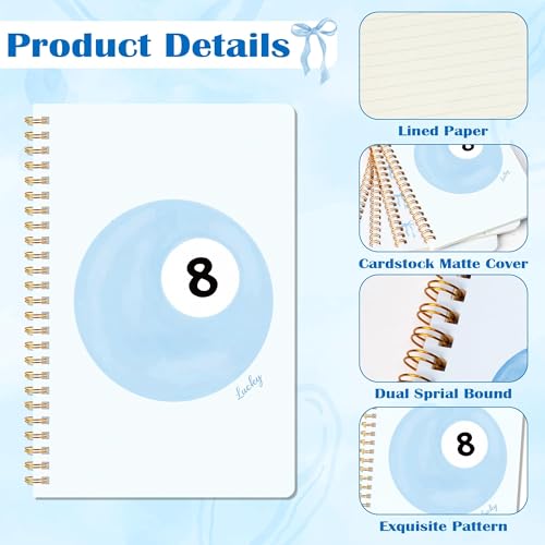 CNhoqc Blue Spiral Journal Notebooks, 4Pcs A5 Watercolor Coquette Notebooks - color: 4-Pcs Blue Bow-B