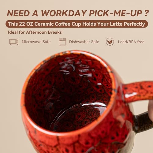 Holly Berry Ceramic Mug, 22oz Reactive Glaze Christmas Mug, Holiday Gift - color: Holly Berry · FESTIVE