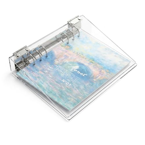 Tofficu Clear A5 Binder Cover 9.05X7.28In Acrylic Notebook Shell Refillable Transparent Journal Photo Album Cover with Loose Leaf Ring for Office and School Supplies