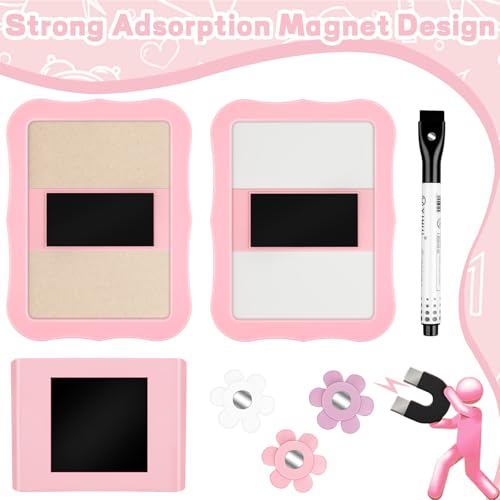 18 Pcs Pink Locker Accessories Kit, Magnetic Mirror with Magnetic Pen Holder, Whiteboard, Cute Flower Magnet and Organizing Supplies Locker Accessories for Girls Back to School Stuff Gift - color: Flower 2