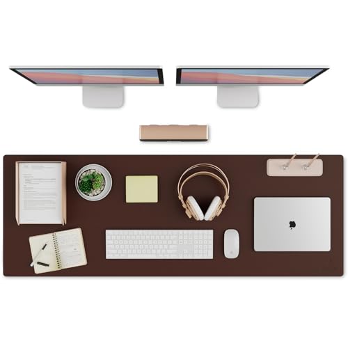 K KNODEL Extra Large Desk Mat, Leather Mouse Pad (47.2"x17", Dark Brown) - color: Dark Brown, size: 47.2" x 17"