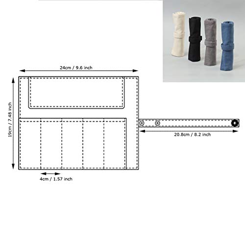 Canvas Stationery Handmade Foldable Rollup Pencil Case Travel Pen Holder Wrap Black - color: Black, size: 1