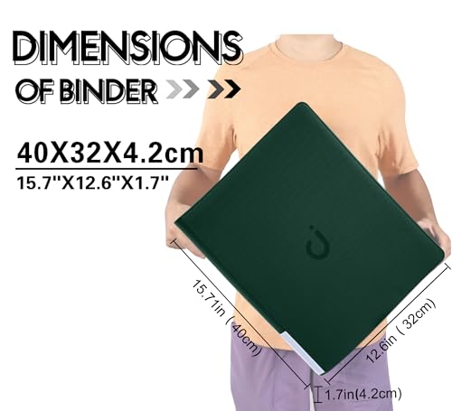 D DACCKIT Top Loader Binder, Holds 288 Cards - 9 Pocket Top Loader Binder for 3" x 4" Rigid Card Holders for Trading Cards or Sports Cards - Model C，Blackish Green - color: Blackish Green