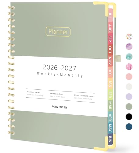 Forvencer Academic Planner 2026-2027, Calendar Jul 2026-Jun 2027, 8.5"x11" - color: Olive Green, size: 8.5"x11" (Jul 2026 - Jun 2027)