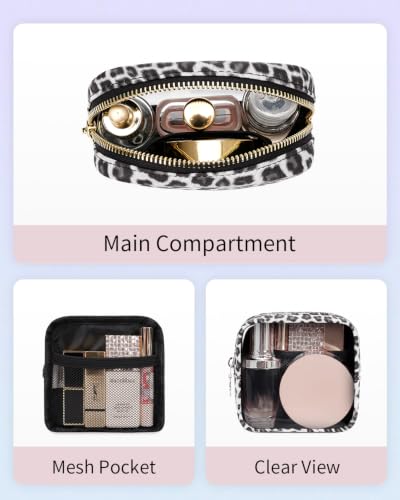 Clear Makeup Bag for Purse, Mini Make Up Bag, Black Leopard Print - color: Black Leopard Print