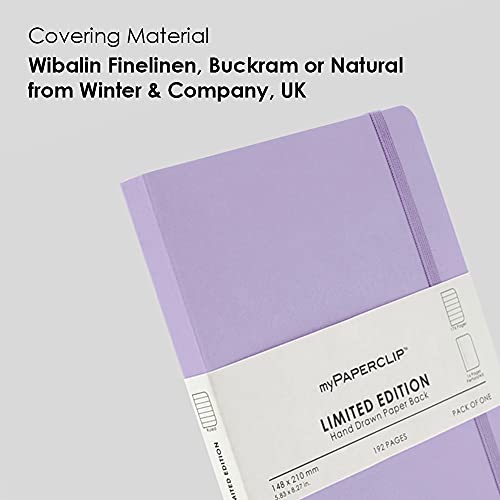 myPAPERCLIP Limited Edition A5 Ruled Notebook | 192 Pages, 100 GSM, Soft Cover, A5 (5.83 × 8.27 in) | Flat Lay | Bookmark & Elastic Closure | Lilac - color: Lilac, style: Ruled