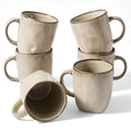 famiware Coffee Mugs Set of 6, Ocean Square 13oz Coffee Cup Set with Handle - color: Ocean Square-Light khaki, size: 6pcs