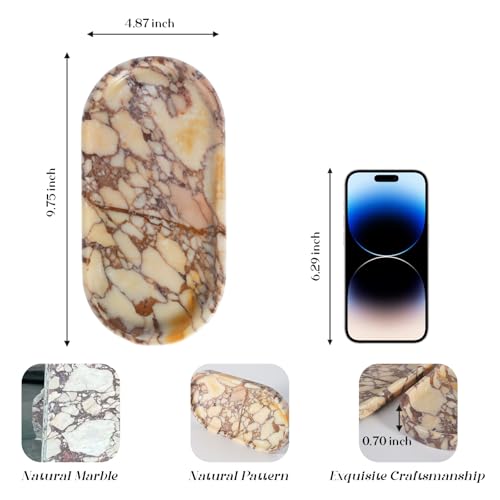 Koville Natural Marble Tray for Decor, Marble Vanity Tray for Perfume, Cosmetics, Jewelry, Stone Decorative Trays for Dresser Organizer, Storage Trays for Home Bathroom Countertop(Calacatta Viola) - color: Calacatta Viola
