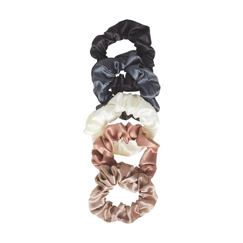 Goody Ouchless Satin Scrunchies - 5 Ct, Neutral Tones, Damage-Free Hold, Soft Overnight Hair Scrunchies to Sleep In, Gentle Hair Accessories for Women & Men, All Day Comfort, All Hair Types - color: NEUTRAL, size: 5 Count (Pack of 1)