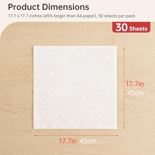 Mulberry Paper 30 Sheets 17.7"x17.7" Handmade Origami Craft - size: 17.7x17.7