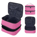 Double Layer Makeup Bag with Adjustable Dividers, Wine - color: Wine