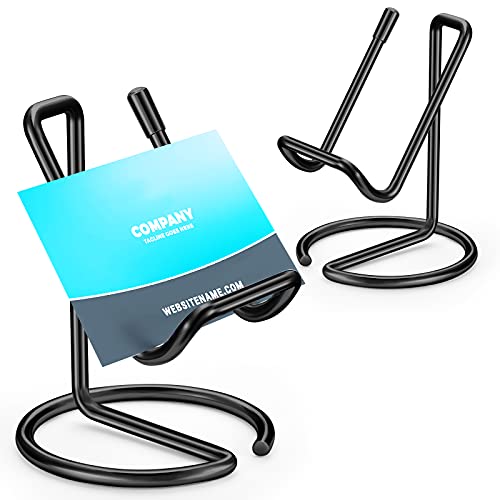 2 Pieces Metal Business Card Holder for Desk - color: Black
