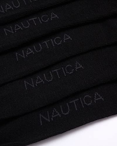 Nautica Mens Dress Socks Comfort Stretch Business Formal Crew Socks 10 Pack - color: Black Logo