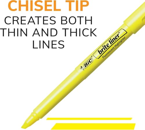 BIC Brite Liner Highlighters, Chisel Tip, 12-Count Pack of Highlighters Assorted Colors, Ideal Highlighter Set for Organizing and Coloring (Pack of 3) - color: Assorted, size: 12 Count (Pack of 3)