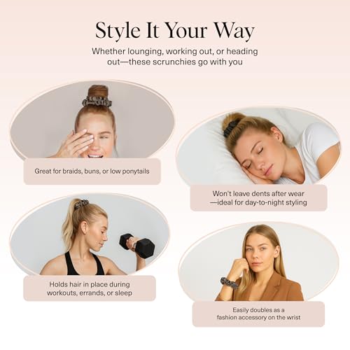 Kitsch Ultra-Petite Satin Scrunchies for Women - Eucalyptus, 6pcs - color: Eucalyptus