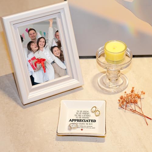 Thank You Gifts Ring Dish Coworker Appreciation Jewelry Tray Friend Present - color: Appreciated