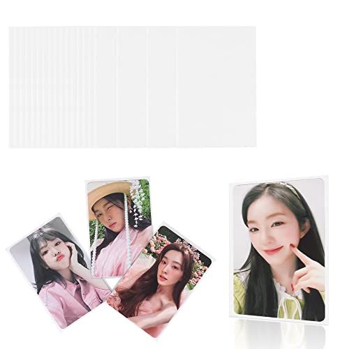 100 Packs Kpop Photocard Sleeves, 58 x 89 mm, 200 Microns Thick - size: Ultra Clear, Unsealable