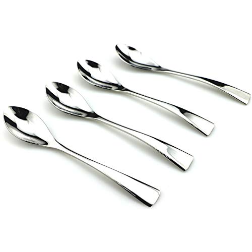 JASHII 18/10 Stainless Steel 4 Piece Mirror Polished Silver Dessert Spoon Salad Spoon Silverware Server Utensil Set 19CM - color: Dessert Spoon