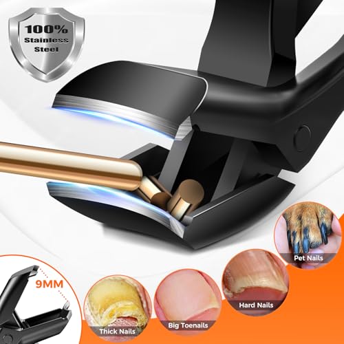 DRMODE Toenail Clippers for Seniors Thick Toenails, Angled Head Wide Jaw - color: Black, size: Big