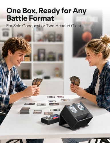 Card Deck Box with Dice Tray for MTG Commander Display(Black Gray) - color: B-Black&Gray