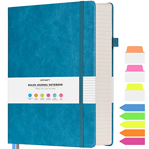 College Ruled Notebook B5, 312 Numbered Pages Diary, Lined Leather Journal - color: Blue, size: B5