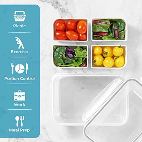 carrotez 4 Compartment Food Container - 4.6 Cup (1100ml) - color: White, size: 4 Compartment (4.6 Cup)